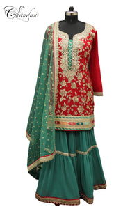 Sharara Suit with Zari Emb.