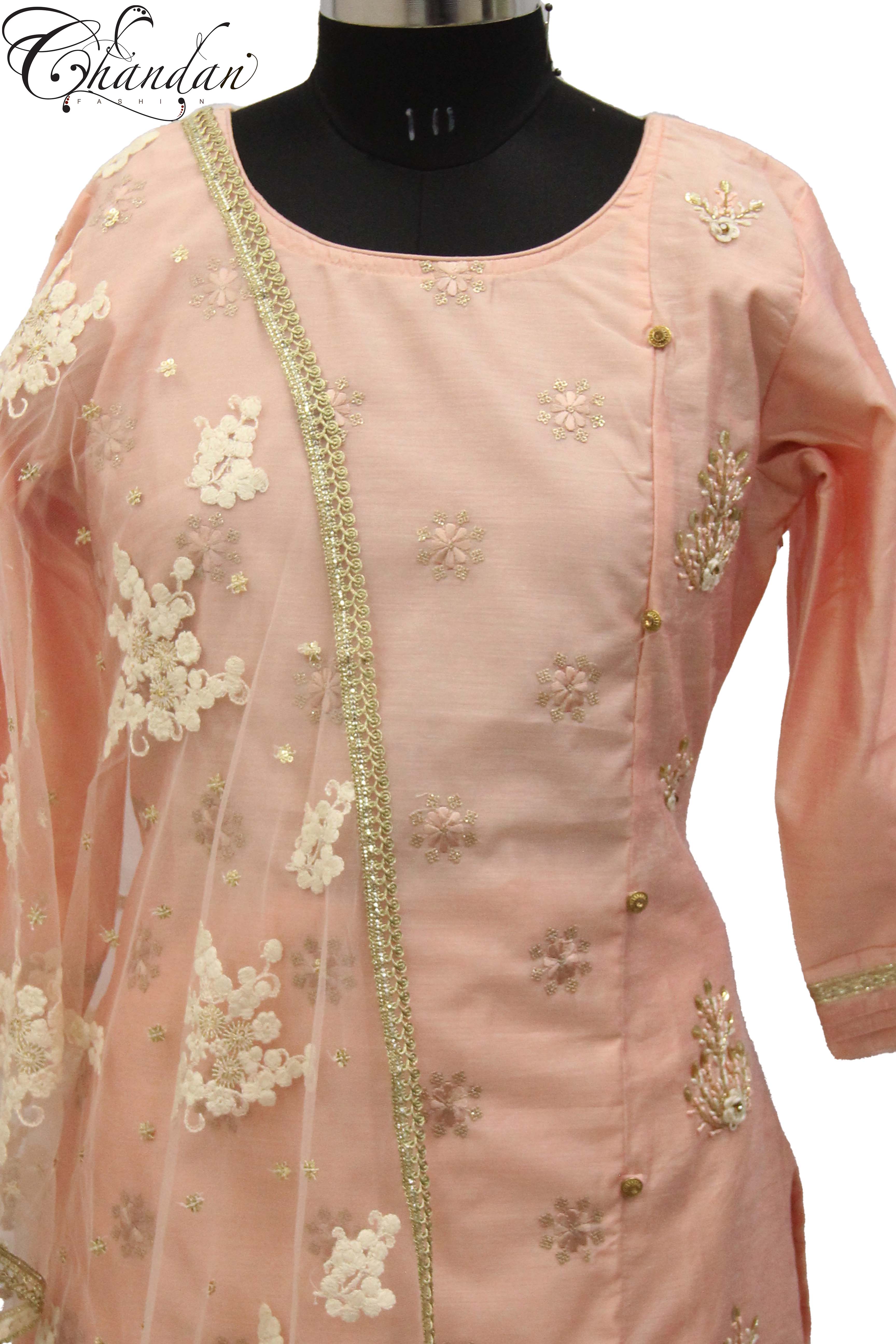 Straight Kurta Pants set with Zari emb