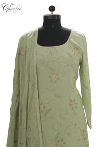 Sharara Suit With Pearl & Zari Emb.