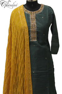 Contrast Sharara Suit with emb. On neckline