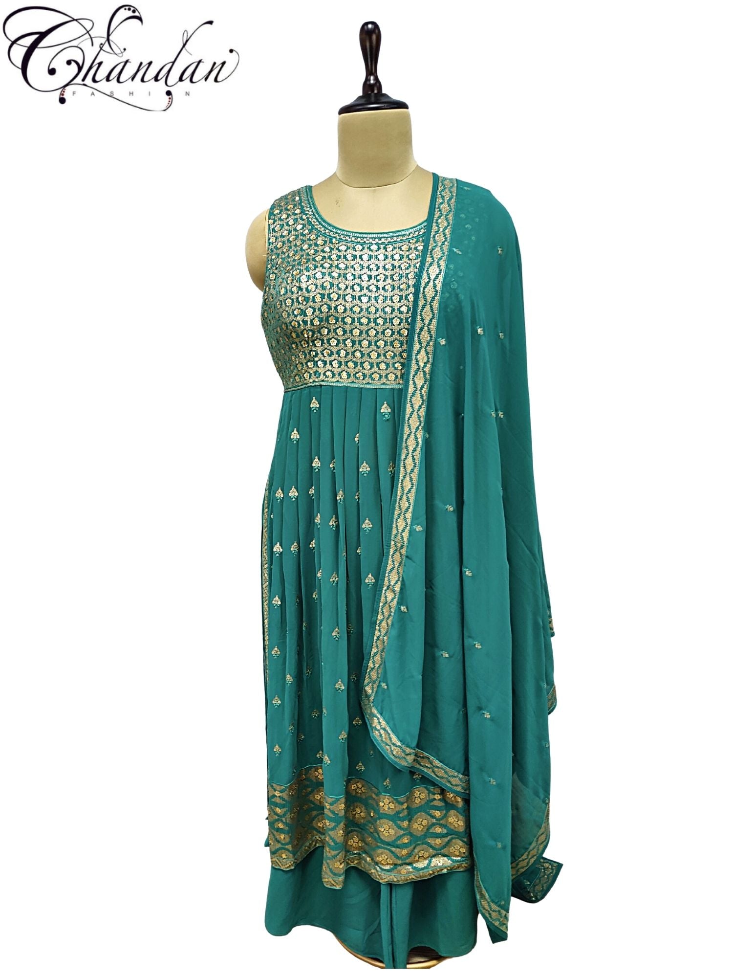 Women's Flared georgette suit embellished with Sequence work