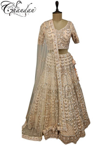 Women's Designer Light Peach Bridal Lehenga Choli