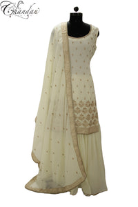 Sharara Suit With Sequence Motif Emb.