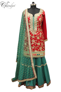 Sharara Suit with Zari Emb.