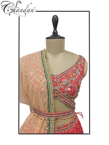Women's Partywear Red Lehenga Choli Set