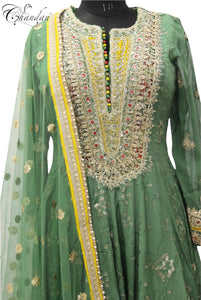 Sharara Suit with Golden Zari Sequence emb.