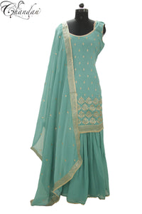 Sharara Suit With Sequence Motif Emb.
