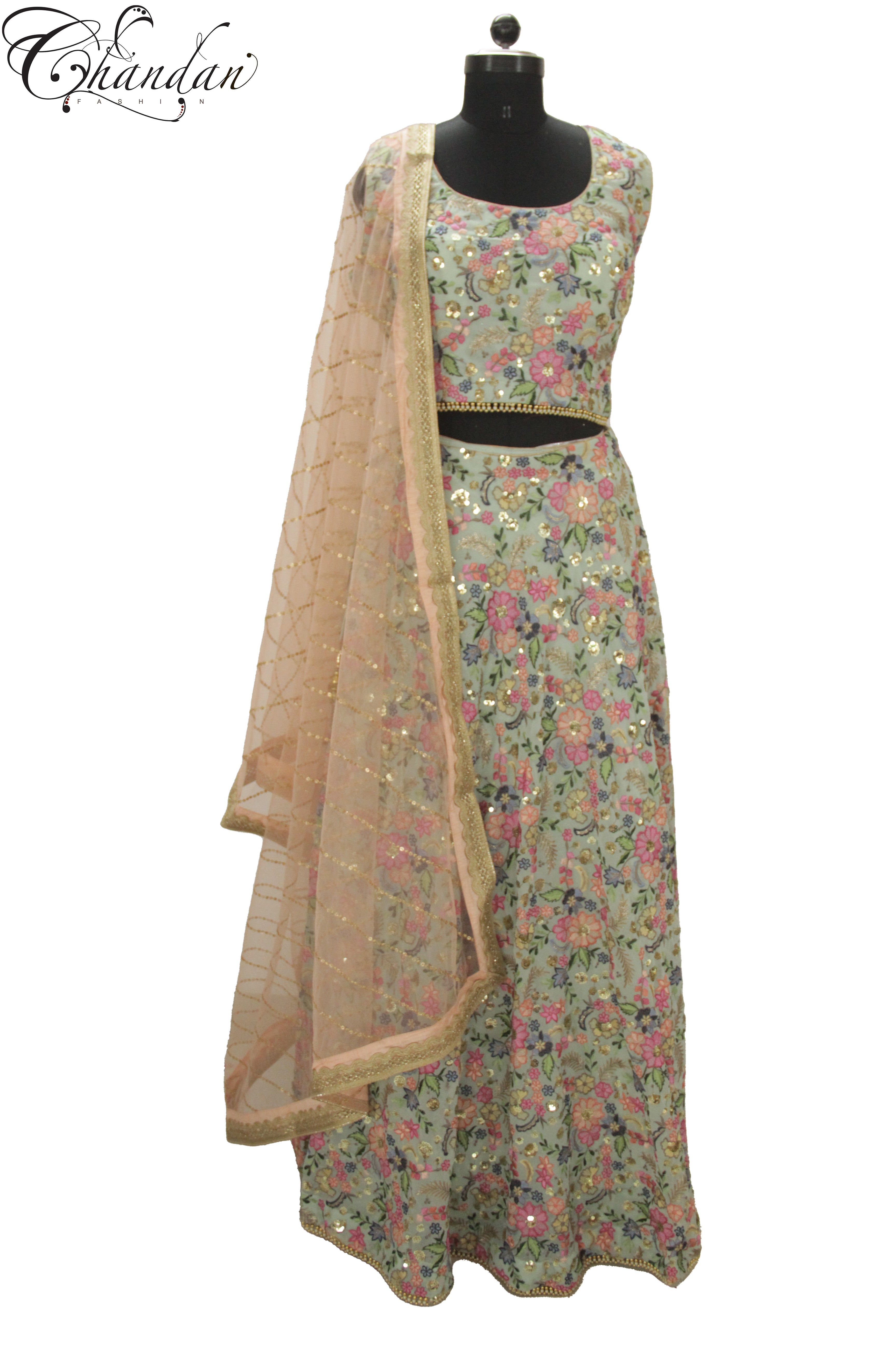 Floral Lehenga Choli With Contrast Dupatta