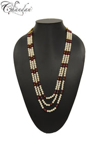 Men’s pearl ruby long mala