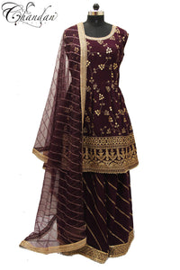 Sharara Suit With Golden Emb.