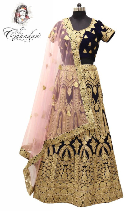 Navy Blue and Light Pink Partywear Lehenga Choli 36