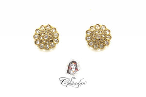 Golden Earings With White Stones