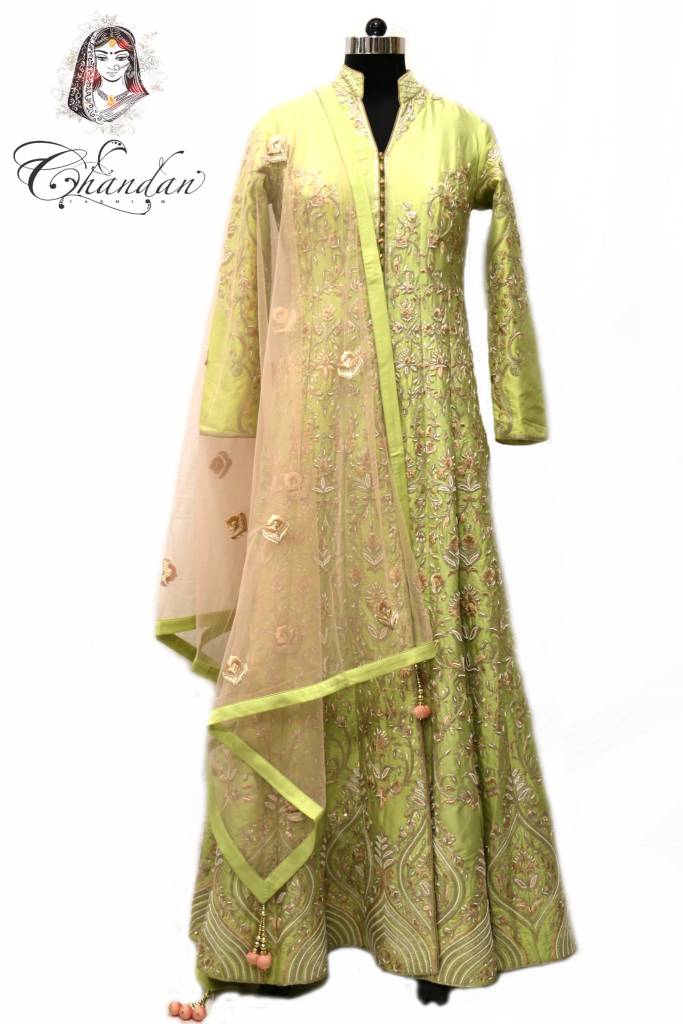 Jacket Style Dress With Embroidery and Matching Trouser