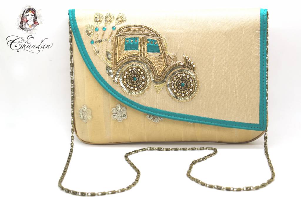 Gold Purse with Green Detailing