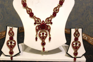 Deep Red and Gold Necklace Set