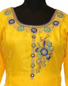 Embroidered Suit with Contrast Dupatta