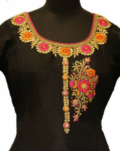 Embroidered Suit with Contrast Dupatta