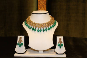 Gold and Green Drop Necklace Set