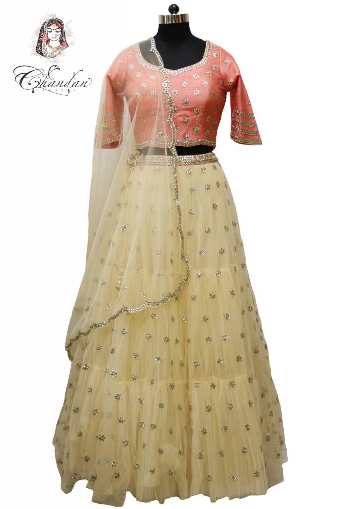 Peach and Beige Lehenga Choli