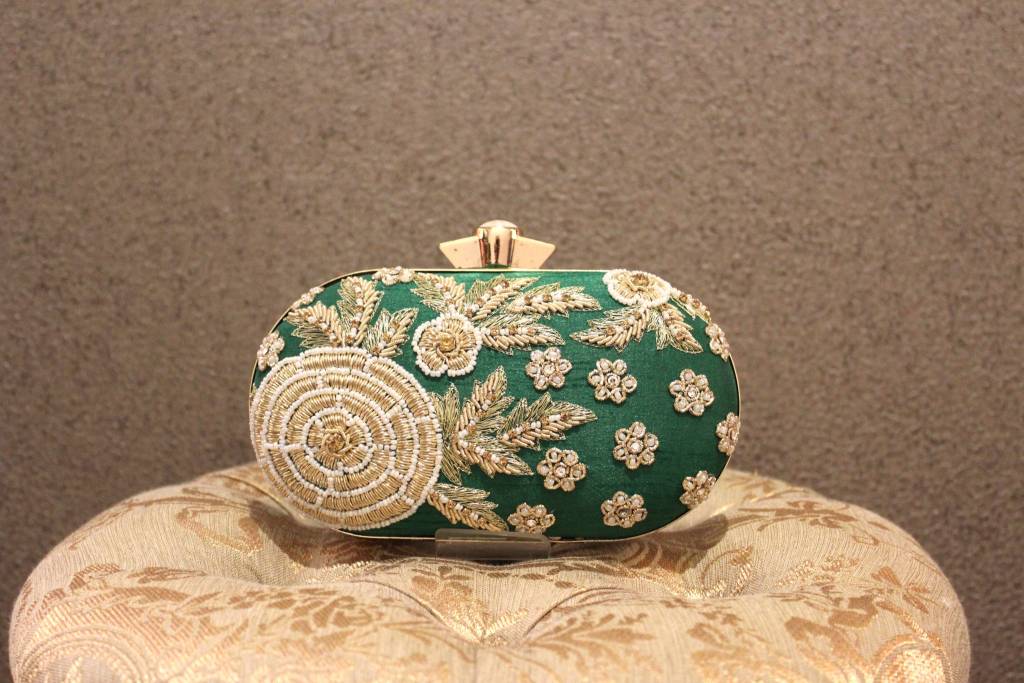 Green Purse with Flowers