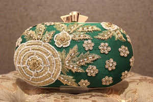 Green Purse with Flowers