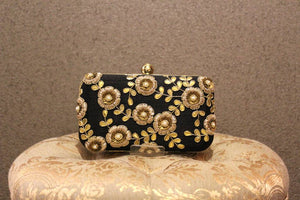 Black Purse with Flowers
