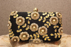 Black Purse with Flowers