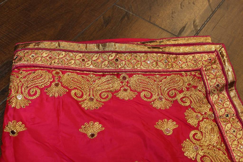 Pink Mirror Silk Saree